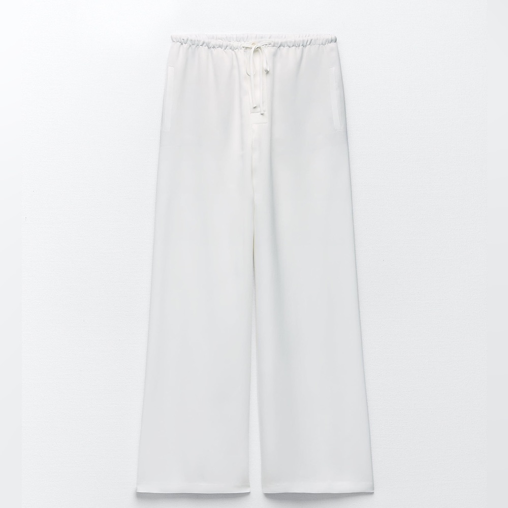 ZARA SATIN WIDE LEG DRAWSTRING PANT